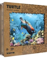 Деревянный пазл с двухслойной крышкой Черепаха, 328 деталей