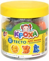 Тесто для лепки с формочками Питомцы, 12 цветов