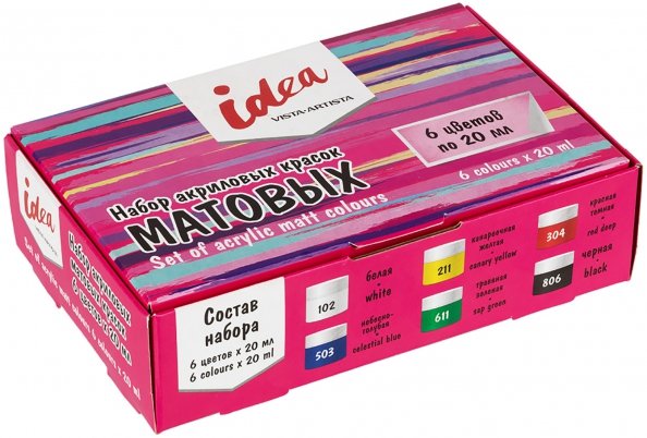 Краски акриловые для декора idea, 6 цветов