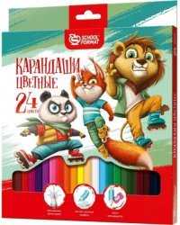Карандаши цветные Веселые зверята, 24 цвета