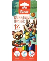 Карандаши цветные Веселые зверята, 12 цветов