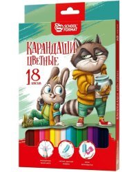 Карандаши цветные Веселые зверята, 18 цветов