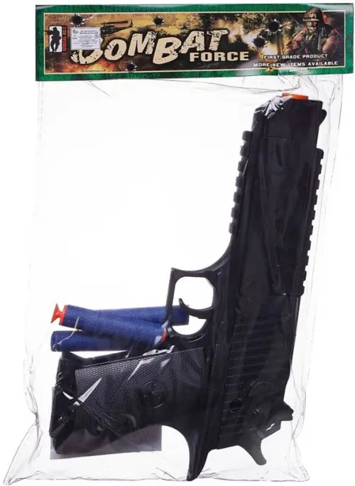 Пистолет черный, с 3 мягкими пулями