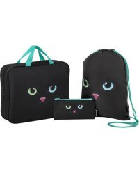 Школьный набор Black cat, папка А4, мешок для обуви, пенал-косметичка