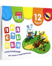 Пластилин со стеком Kids, 12 цветов