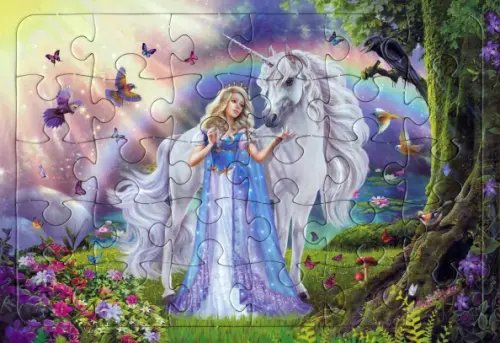 Пазлы 30 элементов Пазл Принцесса и единорог, 30 элементов