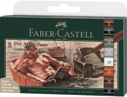 Ручки капиллярные Brush Classical, 8 штук
