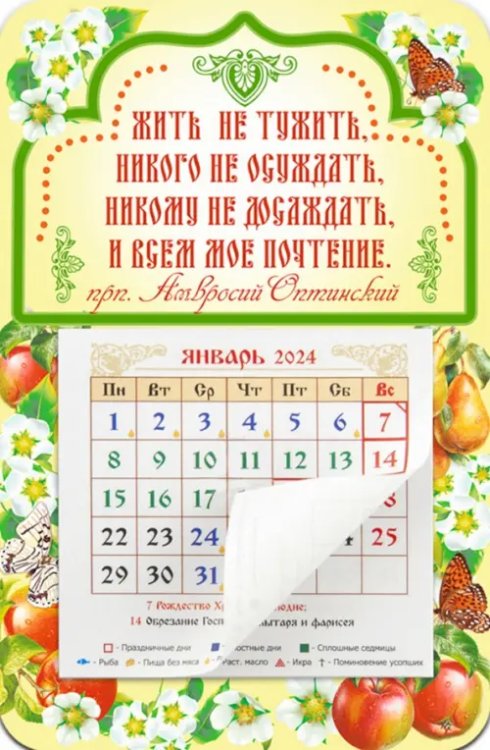Календарь-магнит с отрывным блоком на 2024 год Жить не тужить