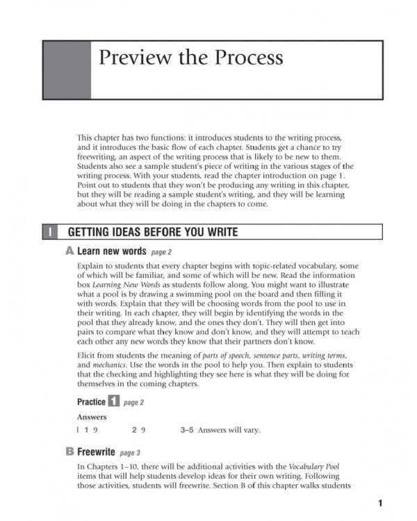 Writers at Work. From Sentence to Paragraph Teacher's Manual