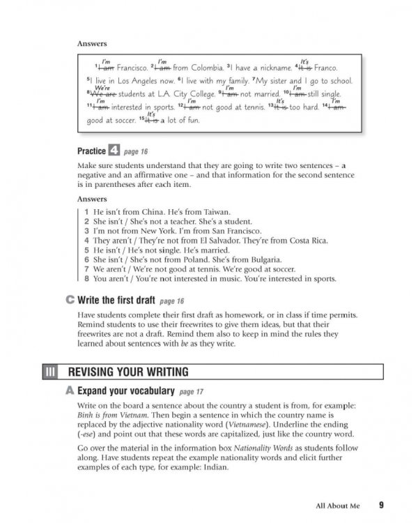 Writers at Work. From Sentence to Paragraph Teacher's Manual