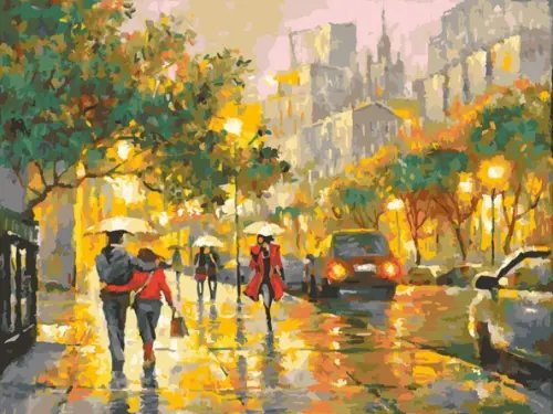 Живопись на холсте Вечернее сияние московских улиц, 30х40 Живопись на холсте Вечернее сияние московских улиц, 30х40