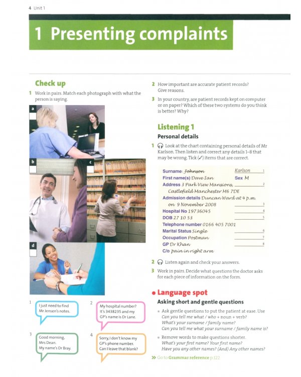 Oxford English for Careers. Medicine 1. Student's Book