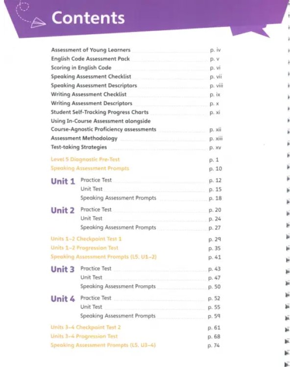 English Code. Level 5. Assessment Book