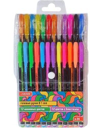 Набор ручек гелевых Neon Black, 24 цвета