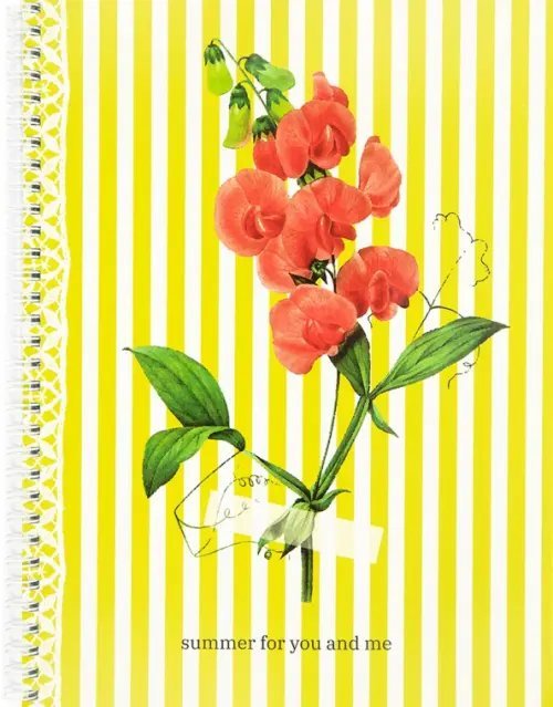Тетрадь Flowers, желтый, A4, 80 листов, клетка