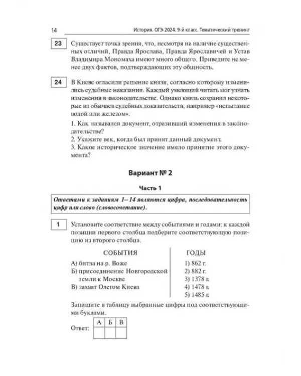 ОГЭ-2024. История. 9-й класс. Тематический тренинг