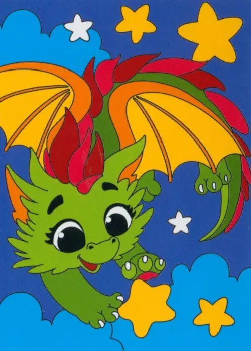 Новый год Картина по номерам Дракончик в небе