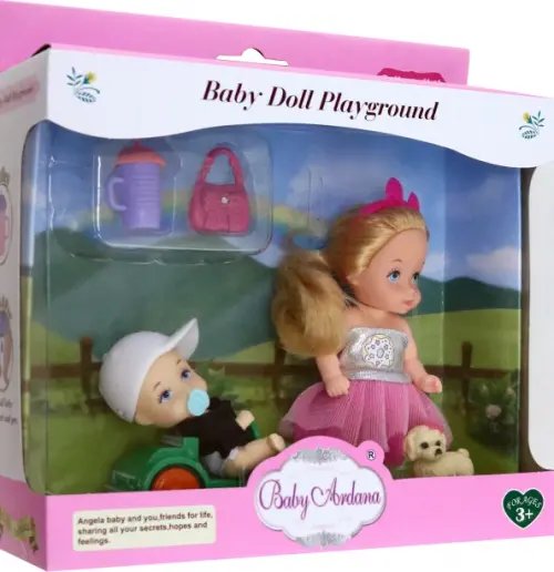 Набор игровой Baby Ardana. На прогулке. Кукла с братиком на машинке
