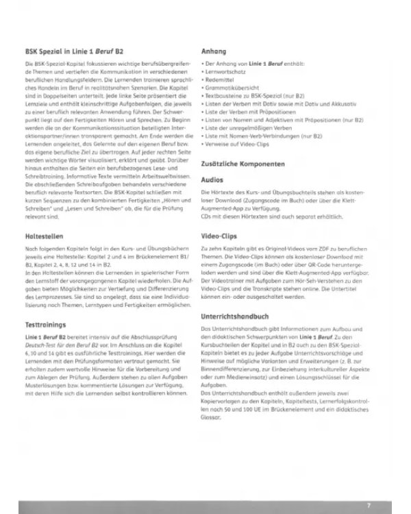 Linie 1 Beruf B1/B2 Brückenelement und B2. Deutsch für Berufssprachkurse. Unterrichtshandbuch