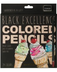 Карандаши цветные с точилкой Black Excellence, 24 цвета, в ассортименте