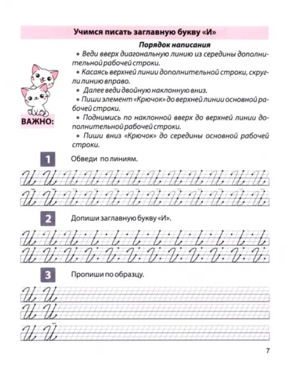 Пропись для постановки почерка. Прописные буквы