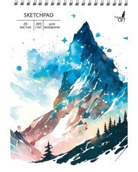 Скетчпад для акварели Горный пейзаж, 20 листов, ,А5