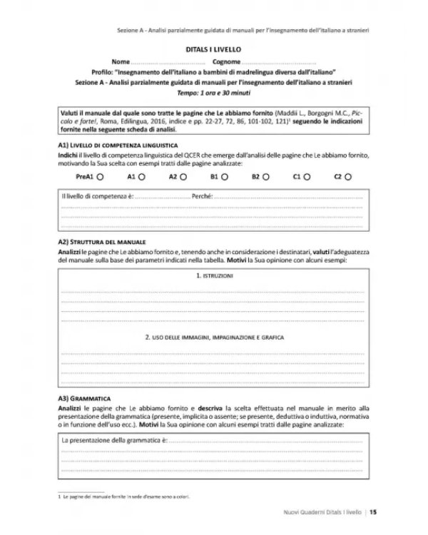 I Nuovi Quaderni Ditals di I livello. Sessioni 2020-2021