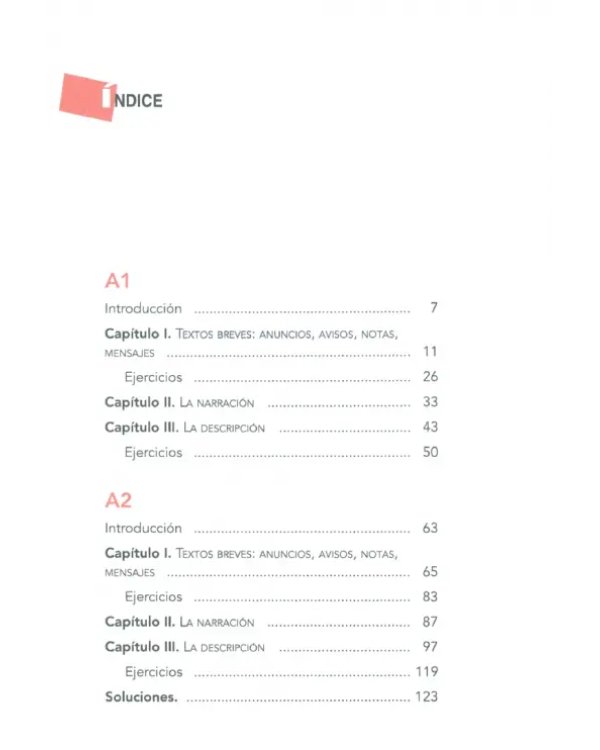Escritura. Nivel elemental A1-A2