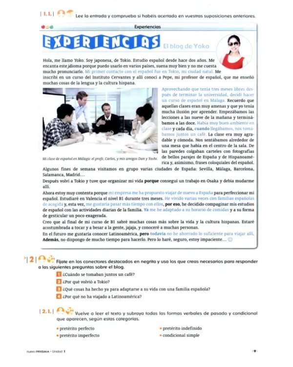 Nuevo Prisma B1. Libro del alumno
