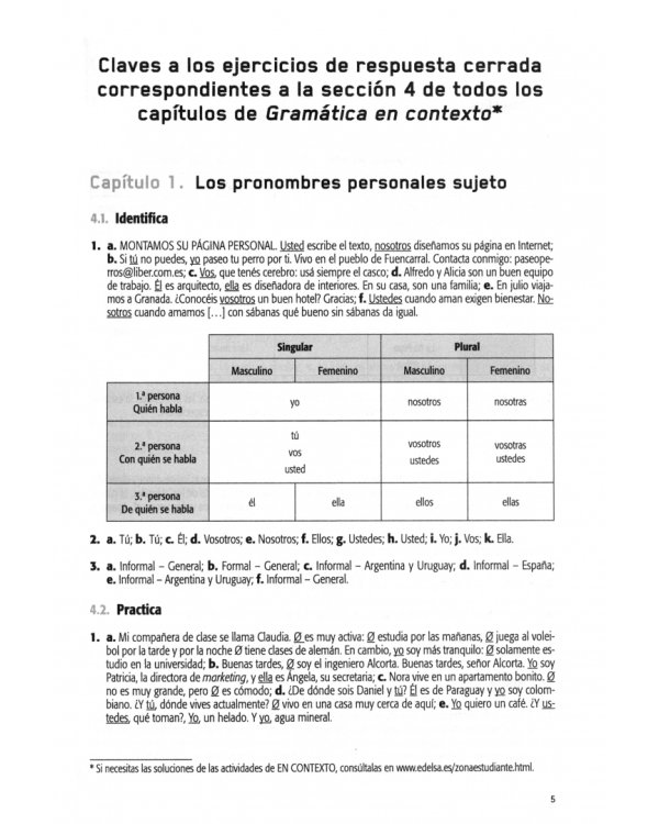 Gramática en contexto. Libro de claves