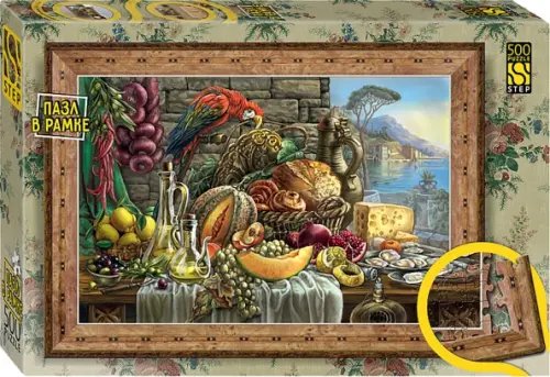 Пазл-500 с рамкой Натюрморт с попугаем Пазл-500 с рамкой Натюрморт с попугаем