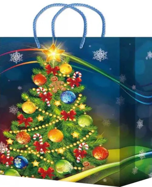 Новогодние подарочные пакеты Пакет подарочный ламинированный