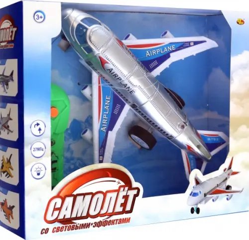 Самолет пассажирский с двухканальным пультом управления, со световыми эффектами, белый Самолет пассажирский с двухканальным пультом управления, со световыми эффектами, белый