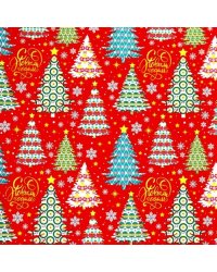 Бумага оберточная Елки на красном