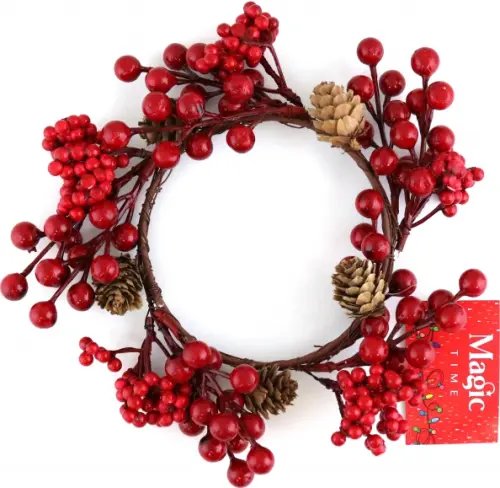 Новогодние украшения Декоративное украшение Венок с шишками