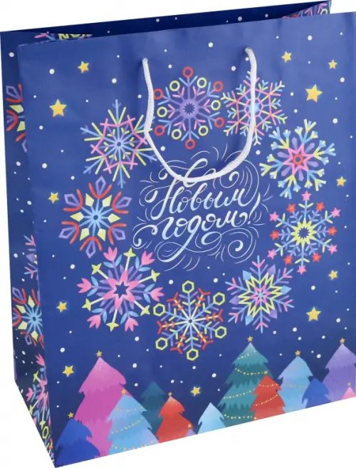 Бумажные пакеты новогодние Пакет подарочный Снежинки