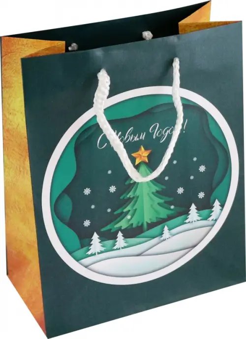 Бумажные пакеты новогодние Пакет подарочный Елка со зведой