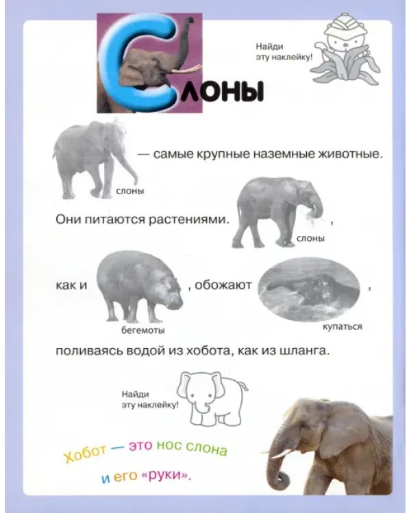 Читай, играй, наклеивай. Животные. Синяя