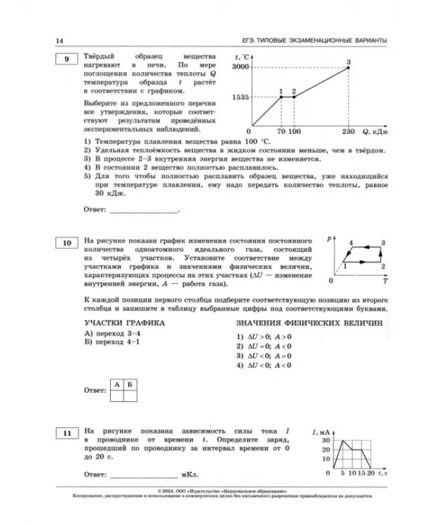 ЕГЭ-2024. Физика. Типовые экзаменационные варианты. 10 вариантов