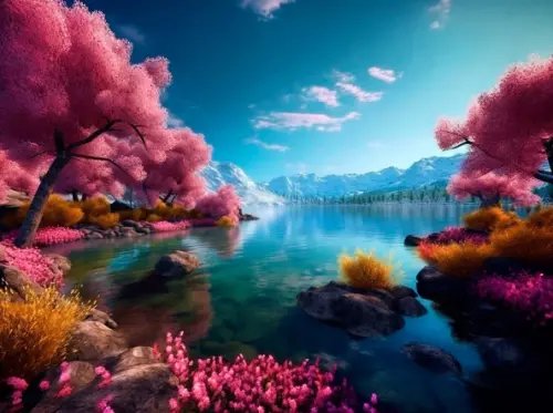 Алмазная мозаика Озеро в горах