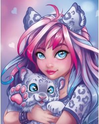 Алмазная мозаика Девушка с барсом