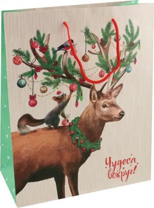 Бумажные пакеты новогодние Пакет подарочный Олень