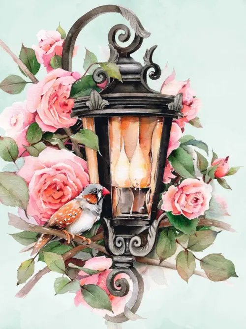 Набор для творчества Алмазная мозаика Алмазная мозаика Фонарь в цветах