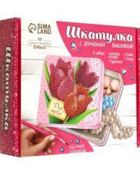 Алмазная вышивка на шкатулке Тюльпаны