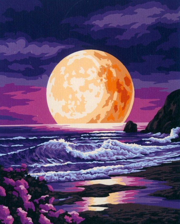 Рисуем вместе Картина по номерам на холсте Луна на закате