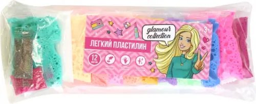 Лепи легко Легкий пластилин Гламур, 12 цветов