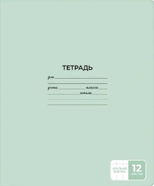 Тетрадь 12л-24л Тетрадь Светло-зеленая, А5+, 12 листов, крупная клетка
