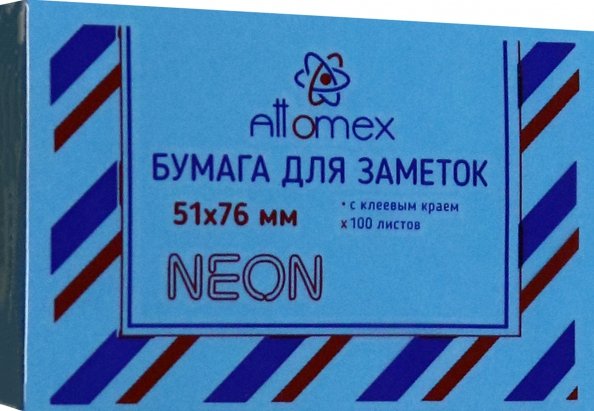 Блок для записей самоклеящийся, неоновый голубой, 100 листов