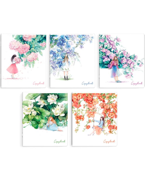 Тетрадь Нежные цветы, 48 листов, клетка, в ассортименте