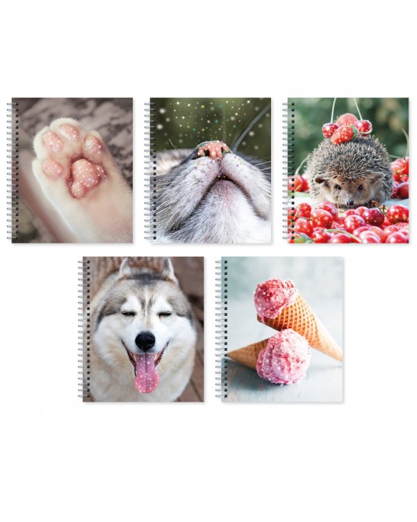 Тетрадь Блестящие и милые, А5, 48 листов, клетка, гребень, в ассортименте